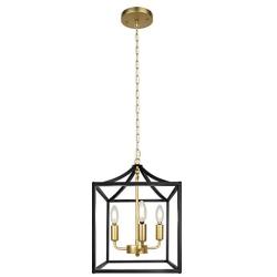 Z-LIGHT 3-Light Chandelier, Modern Lighting Fixture Farmhouse Rustic Pendant Light for Dining Room, Kitchen Island, Hallway (Gold in Black)