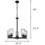 Doowin Chandelier Dining Room Lighting Fixtures Hanging, 5 Light Modern Chandelier Light Fixture Ceiling Light Dining Room Lights Black Finished with Clear Glass Lampshade for Entryway Foyer Kitchen