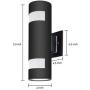 Outdoor Wall Lamp Modern Wall Sconce Outdoor Light Fixture Black Aluminum Material,Toughened Glass,E27,Waterproof,UL Listed Tengxin