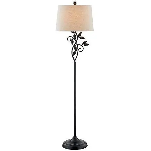 Maxax Traditional Floor Lamp with Linen Fabric Shade for Living Room and Bedroom, Black