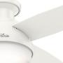Hunter Dempsey Indoor Low Profile Ceiling Fan with LED Light and Remote Control, 44'', White