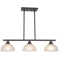 TULUCE Modern Chandelier Oil Rubbed Bronze Alabaster Glass Rustic Pendant Lighting 3-Light Linear Ceiling Lighting for Kitchen Dining Room Bedroom Foyer