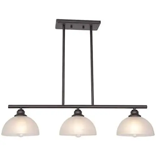 TULUCE Modern Chandelier Oil Rubbed Bronze Alabaster Glass Rustic Pendant Lighting 3-Light Linear Ceiling Lighting for Kitchen Dining Room Bedroom Foyer