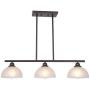 TULUCE Modern Chandelier Oil Rubbed Bronze Alabaster Glass Rustic Pendant Lighting 3-Light Linear Ceiling Lighting for Kitchen Dining Room Bedroom Foyer
