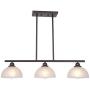 TULUCE Modern Chandelier Oil Rubbed Bronze Alabaster Glass Rustic Pendant Lighting 3-Light Linear Ceiling Lighting for Kitchen Dining Room Bedroom Foyer