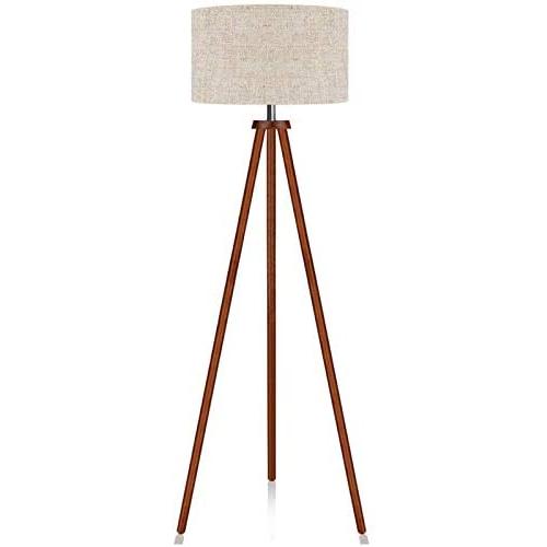 LEPOWER Wood Tripod Floor Lamp, Mid Century Standing Lamp, Flaxen Lamp Shade with E26 Lamp Base, Modern Design Floor Reading Lamp for Living Room Bedroom, Study Room and Office LEPOWER Wood Tripod Floor Lamp, Mid Century Standing Lamp, Flaxen Lamp Shade with E26 Lamp Base, Modern Design Floor Reading Lamp for Living Room Bedroom, Study Room and Office