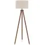 LEPOWER Wood Tripod Floor Lamp, Mid Century Standing Lamp, Flaxen Lamp Shade with E26 Lamp Base, Modern Design Floor Reading Lamp for Living Room Bedroom, Study Room and Office