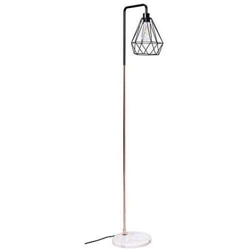 Floor Lamp LED Lights Modern Standing Industrial Standard Torchiere Floor Lamps Geometric Light Shade Lounge Lighting for Bedrooms, Living Room, Office Uplight, Reading - 360 Lighting (Gold)