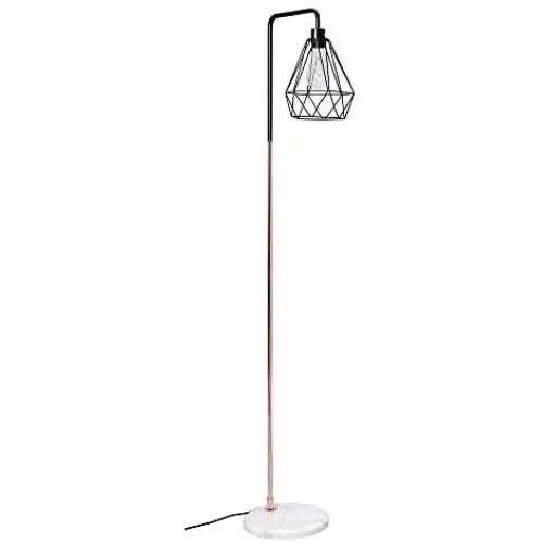 Floor Lamp LED Lights Modern Standing Industrial Standard Torchiere Floor Lamps Geometric Light Shade Lounge Lighting for Bedrooms, Living Room, Office Uplight, Reading - 360 Lighting (Gold)