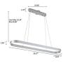 Minimalist LED Chandelier Modern Oval Pendant Light Metal Hanging Ceiling Light Fixture Adjustable Chain Hanging Lamp for Dining Living Rooms Kitchen Silver