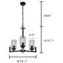 Infront Dining Room Chandelier 3-Light Farmhouse Light Fixture Rustic Chandelier Black Kitchen Island Lighting Indoor Chandelier