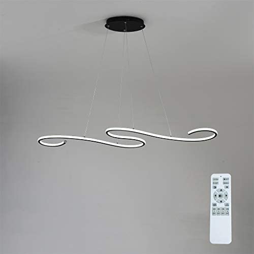 LED Pendant Light Modern Dimmable 72W 1 Linear Chandelier LED Acrylic Pendant Chandeliers Lighting Contemporary Dining Table Entry Kitchen Island with Remote Hanging Light (Black)