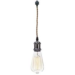 ANYE 1 ft Brown Weave Rope Wire 1-Light H-Type Track Pendant Light Pearl Black Base Light Fixtures Retro Vintage Style Ceiling Light for Loft Corridor Dining Room Bedroom Bulb and Track Not Included