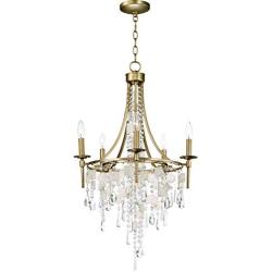 Maxim 14425CZGS Cebu Crystal and Shell Candle Chandelier for Bedroom and Small Dining Room, 5-Light 300 Total Watts, 34''H x 21''W, Capiz/Gold Silver