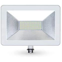 LLT 50W LED Flood Light Outdoor Knuckle Mount - 5000K Daylight 4000lm 120V Super Bright LED Outdoor Flood Light Landscape Yard - White Slim LED Flood Light Fixture - Aluminum and Tempered Glass