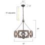 Farmhouse Wood Drum Chandelier, Cottage Burlywood Hanging Pendant Ceiling Light for Dining Room, Living Room, Foyer