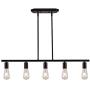 XILICON Black Farmhouse Chandelier 5 Light Industrial Linear Island Pendant Lighting Rustic Ceiling Hanging Fixtures for Kitchen Island Dining Room Bar Restaurant