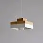 Metal and Wooden Ceiling Pendant Light Mordern Design Hanging Pendant Lamp Lighting Fixture (White, Square Wooden Part)