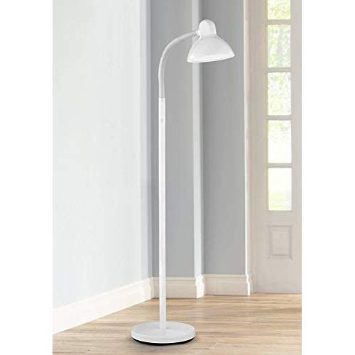 Modern Floor Lamp Adjustable Gooseneck Arm White Metal for Living Room Reading Bedroom Office - 360 Lighting
