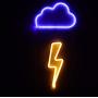 Neon Signs 2 Packs Blue Cloud+Warm White Lightning Bolt Battery and USB Powered Wall Art LED Decorative Night Lights for Bedroom Kids Gifts(CLDB+LNB)