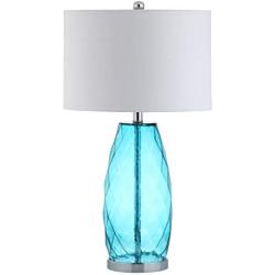 JONATHAN Y JYL4009B Juliette 26.5'' Glass/Metal LED Lamp Contemporary,Transitional,Coastal for Bedroom, Living Room, Office, College Dorm, Coffee Table, Bookcase, Moroccan Blue