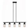 YAOHONG 5-Light Dining Room Lighting Kitchen Island Fixtures Hanging Modern Chandeliers in Black, Linear Pendant Lights Farmhouse Flush Mount Ceiling Light with Glass Shade
