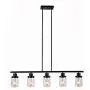 YAOHONG 5-Light Dining Room Lighting Kitchen Island Fixtures Hanging Modern Chandeliers in Black, Linear Pendant Lights Farmhouse Flush Mount Ceiling Light with Glass Shade