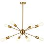 VINLUZ Sputnik Chandelier Contemporary 8 Lights Brushed Brass Modern Pendant lighting Gold Mid Century Ceiling Light Fixture for Dining Room Bed Room Kitchen Room UL Listed