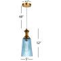 SYDTOP Modern Blue Glass Pendant Light with Cylindrical Shape Brushed Brass Mini Hanging Light Fixture 1-Light Seeded Glass Pendant Lighting for Kitchen Island Counter Loft Bar Shop