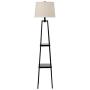 Catalina Lighting 19305-000 Modern Metal Floor Lamp with Shelves and Beige Linen Shade for Living, Bedroom, Dorm Room, Office, 58'', Classic Black