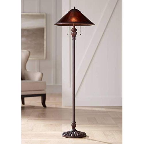 Capistrano Mission Floor Lamp Rustic Bronze Natural Mica Shade for Living Room Reading Bedroom Office - Regency Hill