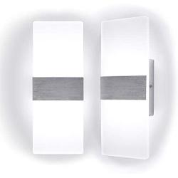 Kernorv Modern Wall Sconce, Set of 2 Led Wall Sconces Light Modern and Fashion Cool White Led Wall Light for Bedroom Living Room Balcony Porch Office Hotel and Hallway 11.4'' x 4.3'' (12W, 6000K)