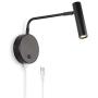 Wall Lights with Plug in Cord, Joossnwell Industrial Wall Lamps for Bedroom with on Off Switch Warm White 3000K Black-1 Pack