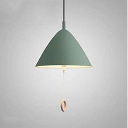 LAKIQ Kids Room Pendant Light Colorful Umbrella Shape with Pull Chain Modern Nordic Aluminum Hanging Ceiling Light for Bedroom Living Room Dining Room Kitchen Island(Green,10.5)