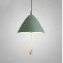 LAKIQ Kids Room Pendant Light Colorful Umbrella Shape with Pull Chain Modern Nordic Aluminum Hanging Ceiling Light for Bedroom Living Room Dining Room Kitchen Island(Green,10.5)