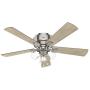 HUNTER 54209 Crestfield Indoor Low Profile Ceiling Fan with LED Light and Pull Chain Control, 52'', Brushed Nickel