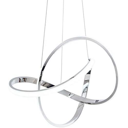 MAYNA Modern Pendant Light with Irregular Ring Lights LED Adjustable Contemporary Ceiling Light Fixture for Kitchen Dining Room Bedroom Kitchen Island Cafe, White, 1 Pack