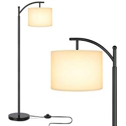 LED Floor Lamp for Living Room, Modern Standing Lamp for Bedroom, Classic Reading Floor Lamps with Lamp Shade Suits Farmhouse and Mid Century Modern for Study Office, E26 LED Bulb Included, Black