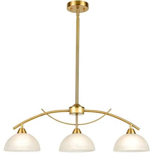 Contemporary Frosted Glass Pendant Chandelier Light 3-Light Ceiling Hanging Lighting for Dining Room Kitchen Island Brass