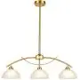 Contemporary Frosted Glass Pendant Chandelier Light 3-Light Ceiling Hanging Lighting for Dining Room Kitchen Island Brass