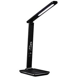 OttLite Renew LED Desk Lamp with 2.1A USB Charging Port and LCD Screen That Displays Date, Time and Temperature, Black