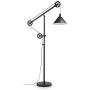 Henn&Hart FL0022 Modern Industrial Pulley System Contemporary Blackened Bronze with Metal Shade for Living Room, Office, Study Or Bedroom Floor Lamp, One Size, Black