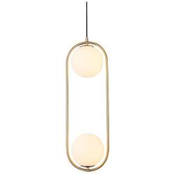 Modo Lighting Pendant Light Industrial Fixture, 2-Light Frosted Glass Globe Shade Golden Island Kitchen Dining Room Ceiling Lamp