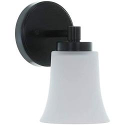 XiNBEi Lighting Wall Sconce, 1 Light Black Glass Vanity Wall Light for Bathroom & Hallway XB-W1235-1-MB