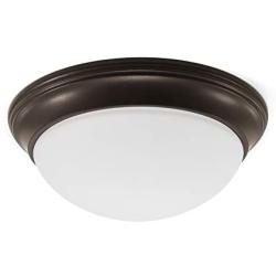 CORAMDEO 11 Inch LED Decorative Flush Mount Ceiling Fixture, Color Select Switch, Built in LED Gives 125W of Light from 16.4W of Power, 1150 Lumen, Dimmable, Bronze Finish with Frosted Glass - 2 Pack