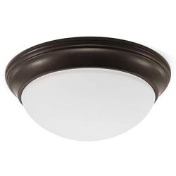 CORAMDEO 11 Inch LED Decorative Flush Mount Ceiling Fixture, Color Select Switch, Built in LED Gives 125W of Light from 16.4W of Power, 1150 Lumen, Dimmable, Bronze Finish with Frosted Glass