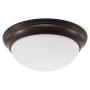 CORAMDEO 11 Inch LED Decorative Flush Mount Ceiling Fixture, Color Select Switch, Built in LED Gives 125W of Light from 16.4W of Power, 1150 Lumen, Dimmable, Bronze Finish with Frosted Glass