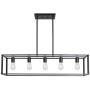 VINLUZ Farmhouse Chandeliers 5-Light Black Dining Room Lighting Linear Contemporary Metal Pendant Light Large Industrial Rustic Hanging Ceiling Light Fixtures for Kitchen Island Foyer Bar