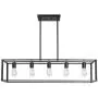 VINLUZ Farmhouse Chandeliers 5-Light Black Dining Room Lighting Linear Contemporary Metal Pendant Light Large Industrial Rustic Hanging Ceiling Light Fixtures for Kitchen Island Foyer Bar