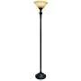 Elegant Designs LF2001-RBZ 1 Light Torchiere Marbelized Glass Shade Floor Lamp, Restoration Bronze/Amber